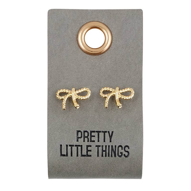 Bow Earrings on Leather Tag